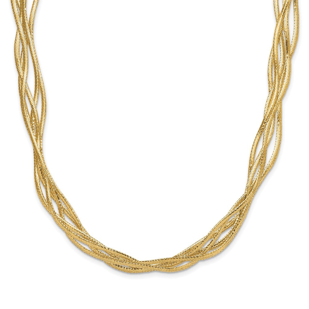 14K Polished and Diamond-cut Twisted 4-strand Mesh Necklace