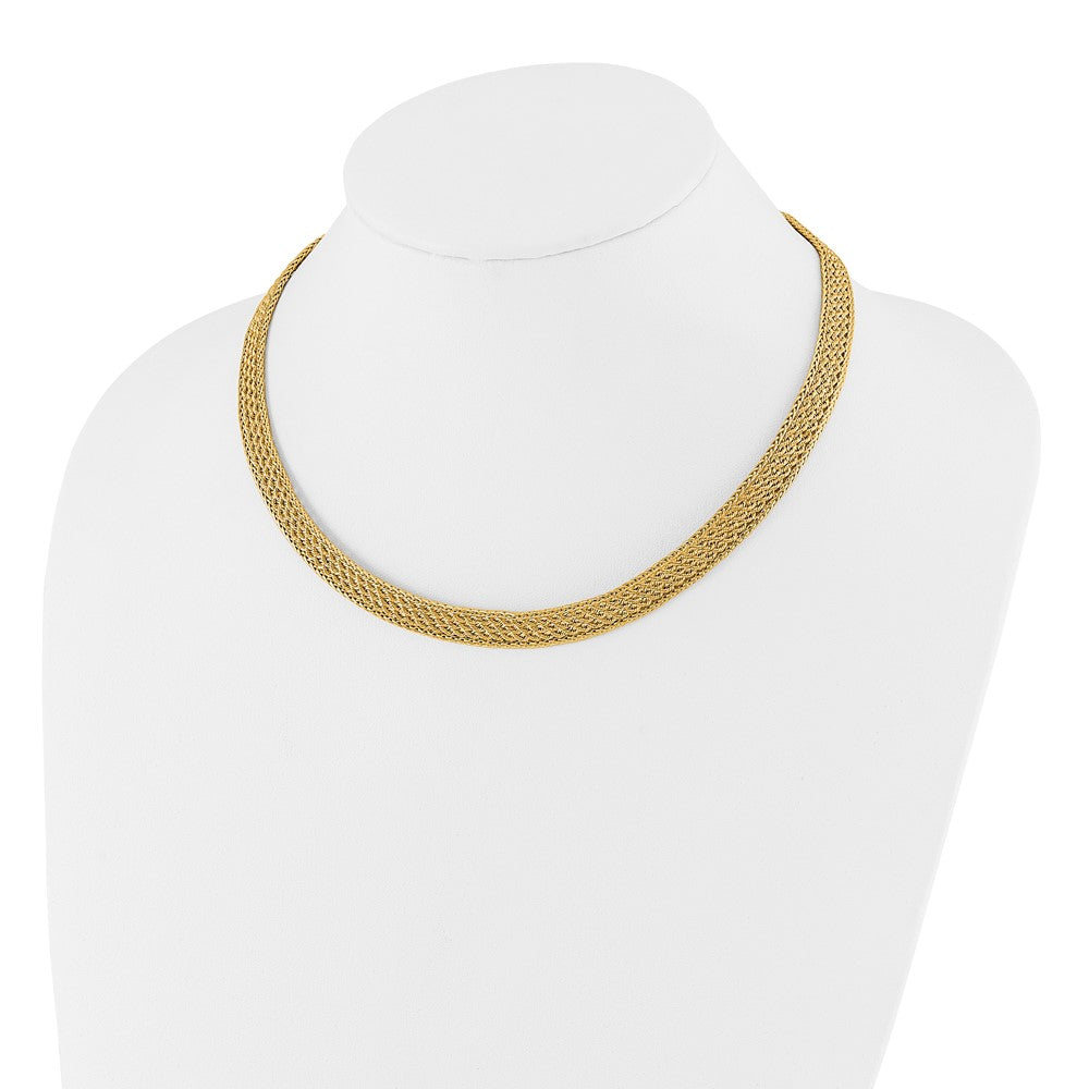 14K Polished and D/C Fancy Woven Necklace