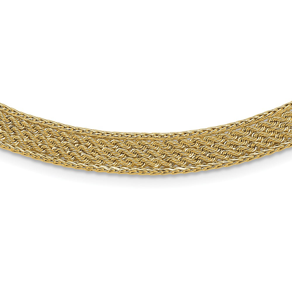 14K Polished and D/C Fancy Woven Necklace