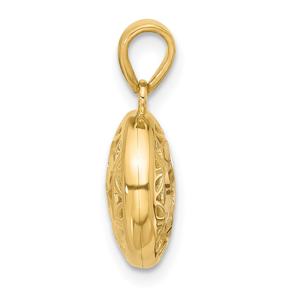 14K with Rhodium Polished and Diamond-cut Pendant