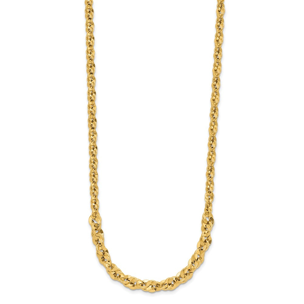14k Polished and Diamond-cut Fancy Link Graduated Necklace