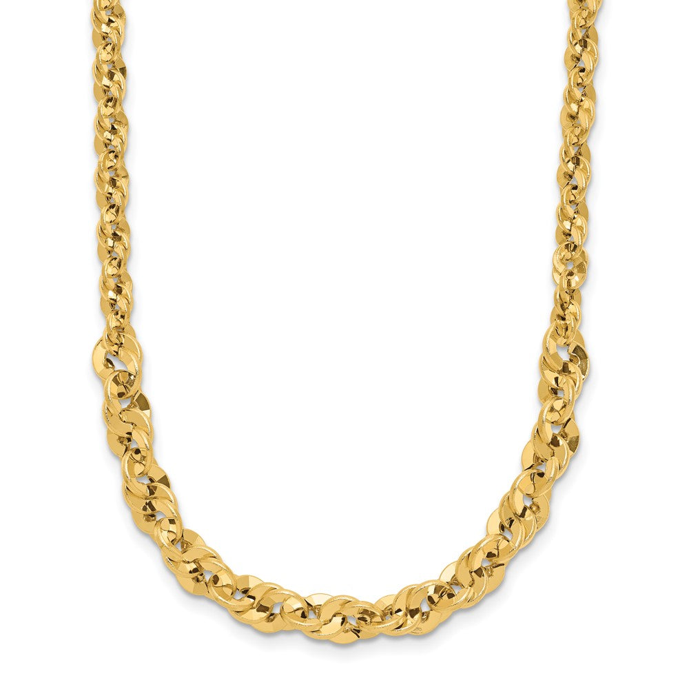 14k Polished and D/C Fancy Link Graduated Necklace