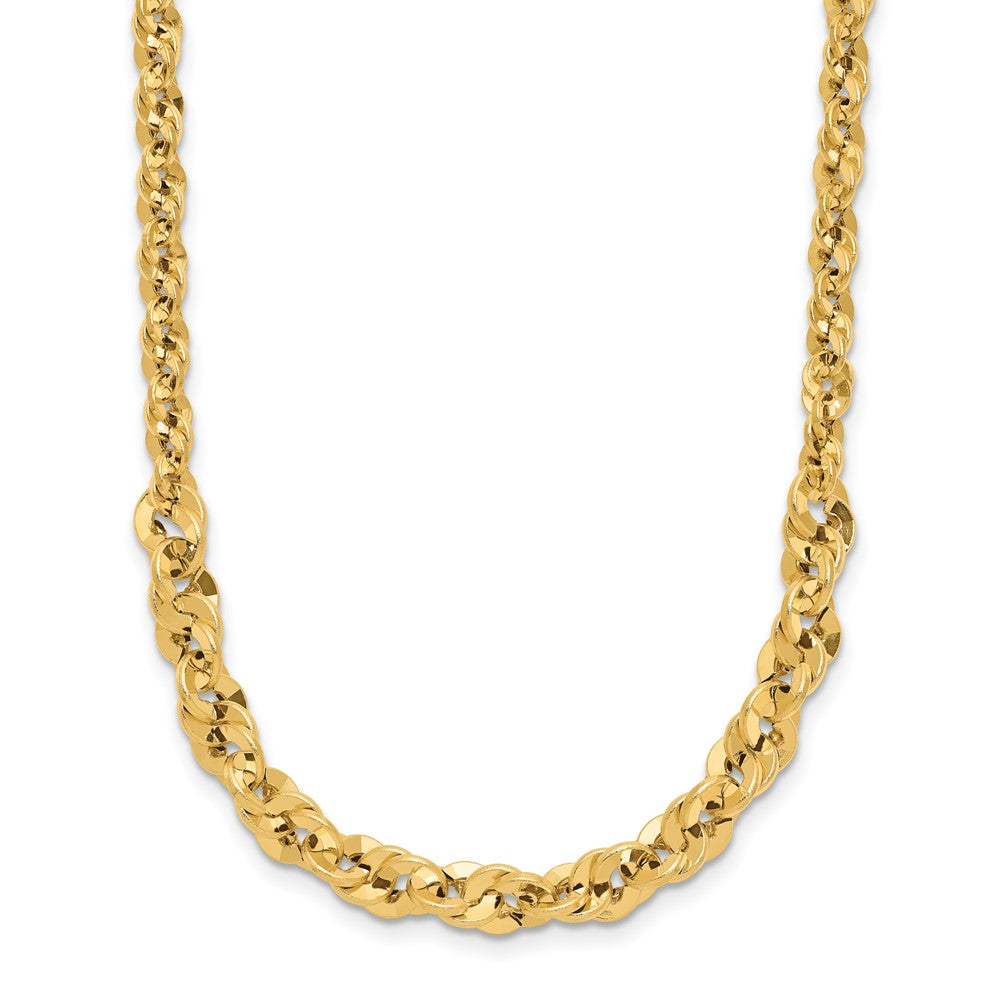 14k Polished and Diamond-cut Fancy Link Graduated Necklace