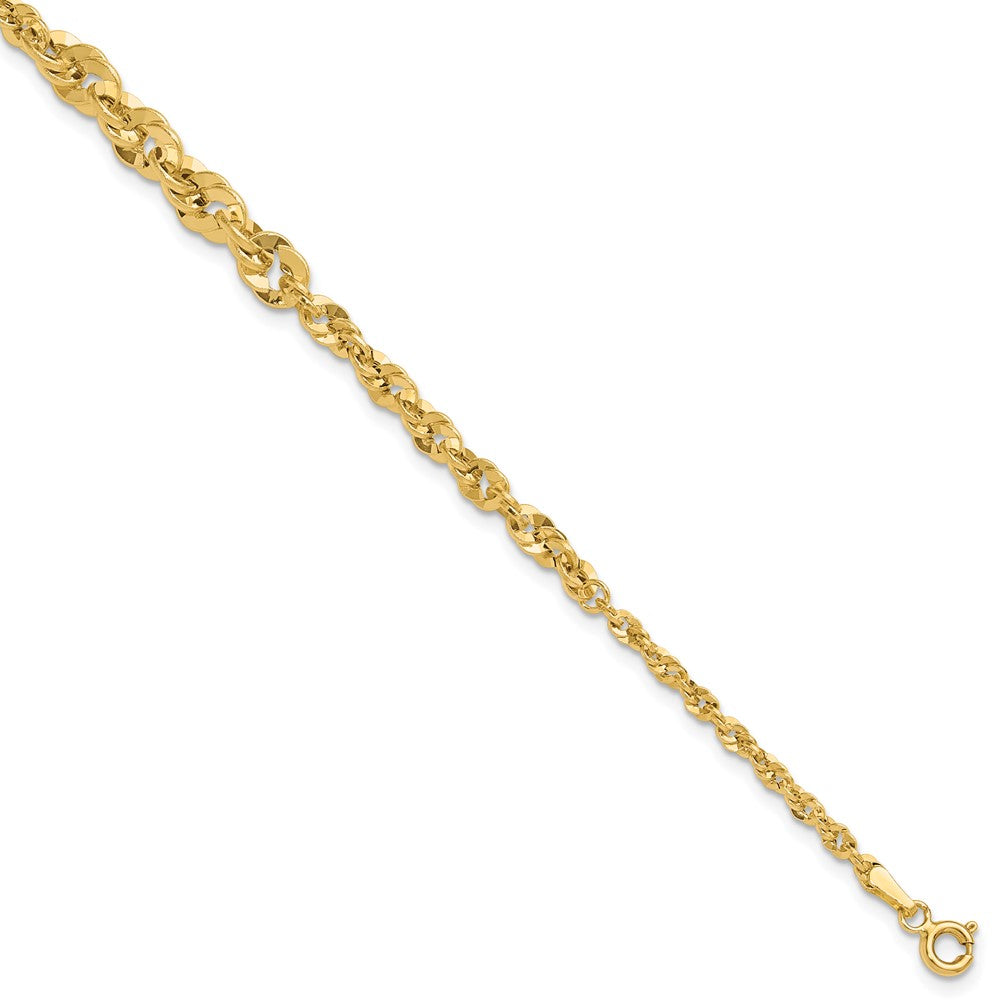 14k Polished and D/C Fancy Link Graduated Bracelet