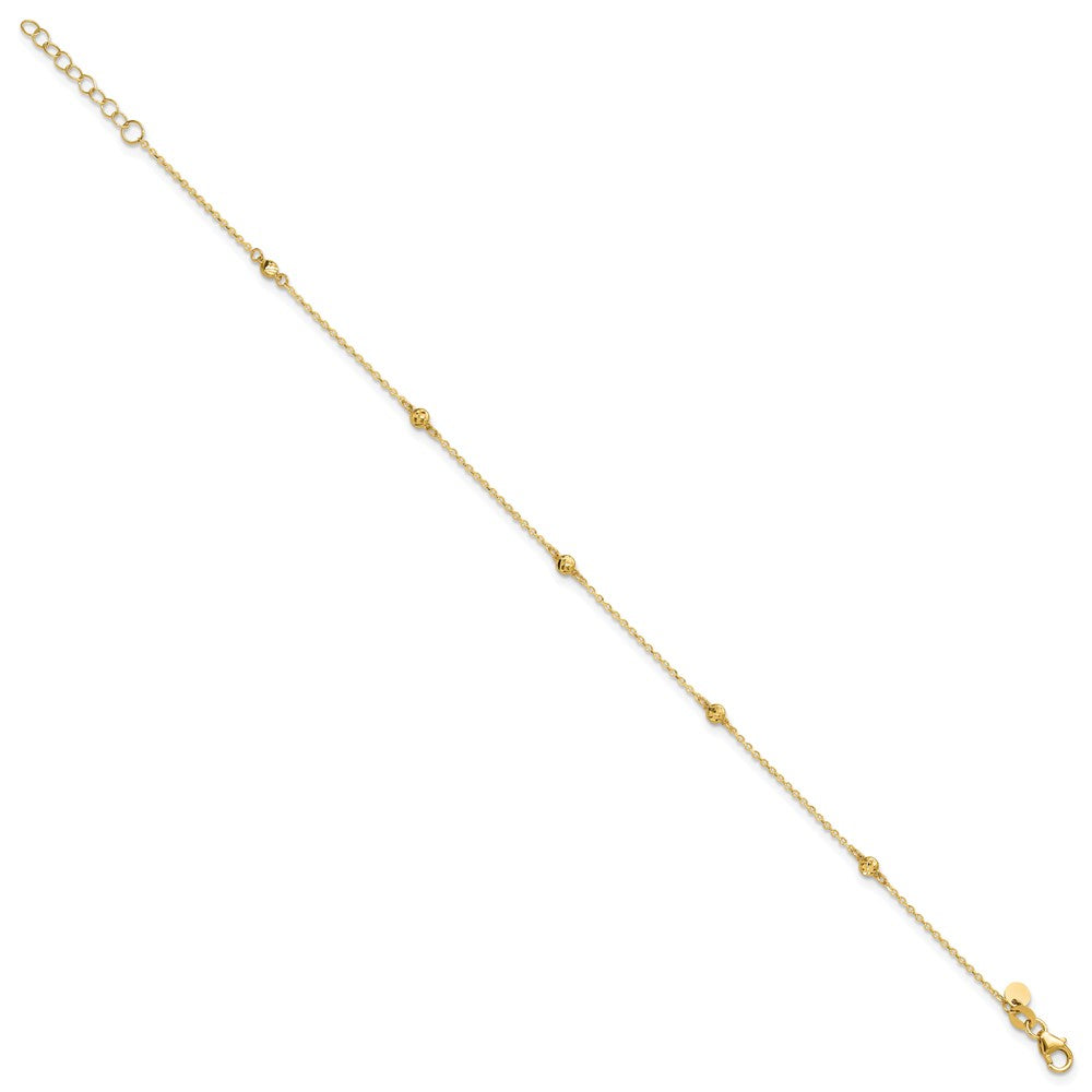 14k Diamond-cut Bead 5-Station Plus Extender - Total Anklet