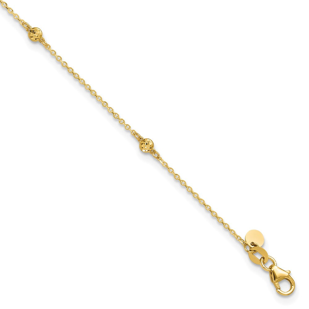 14k Diamond-cut Bead 5-Station Plus Extender - Total Anklet