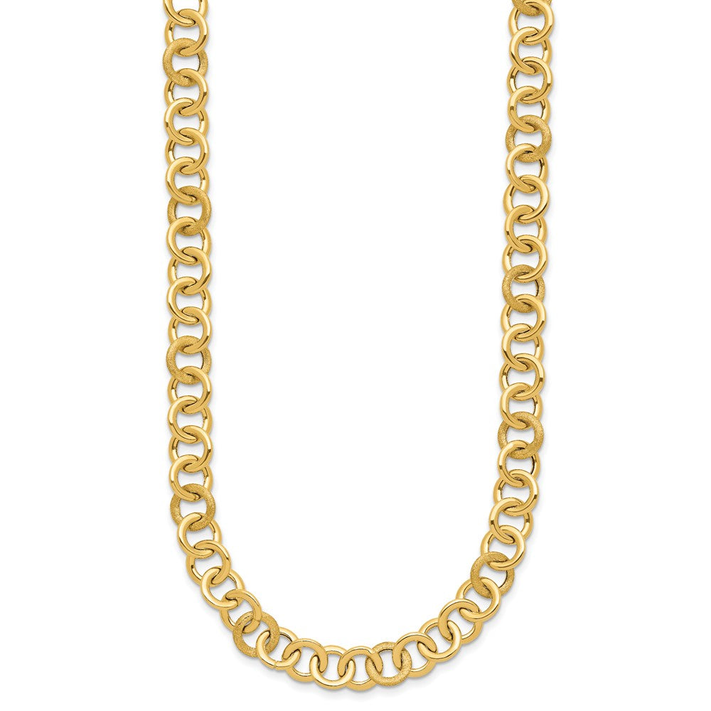 14K Polished and Satin Fancy Circle Link Necklace