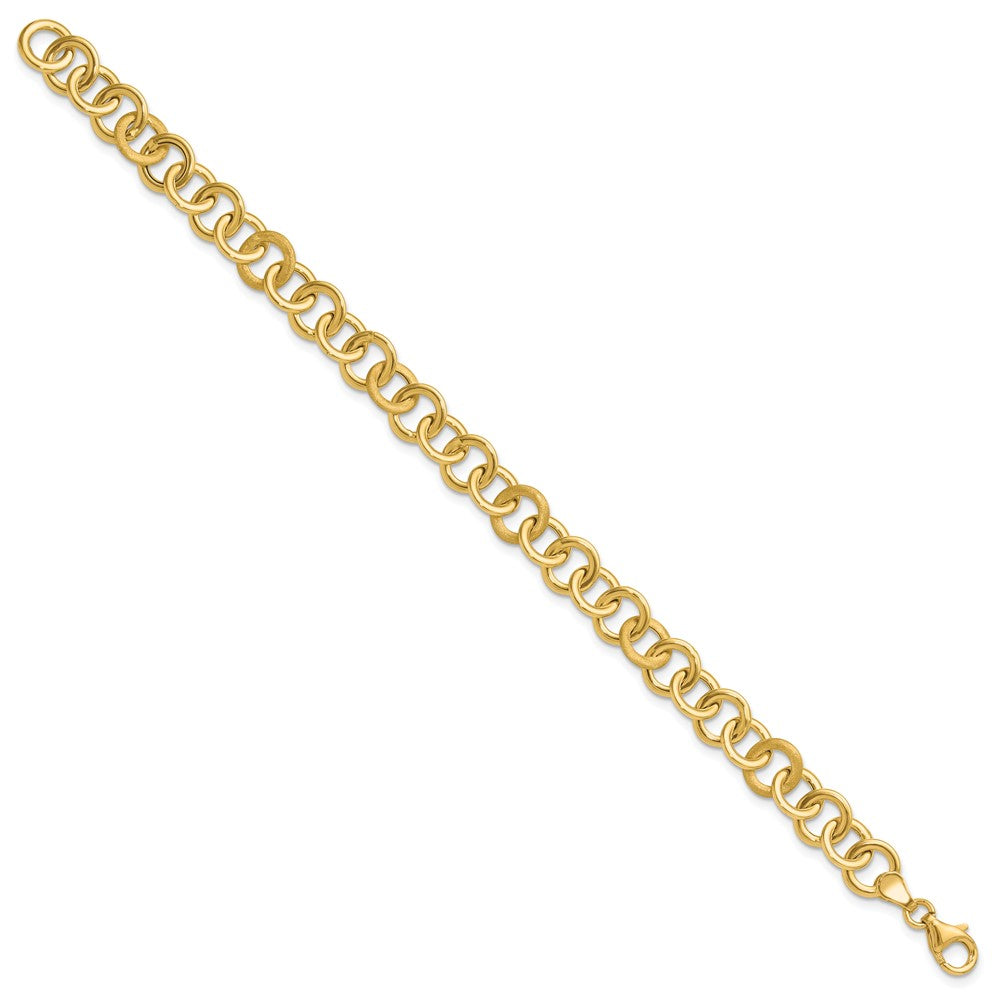 14K Polished and Satin Fancy Circle Link Bracelet