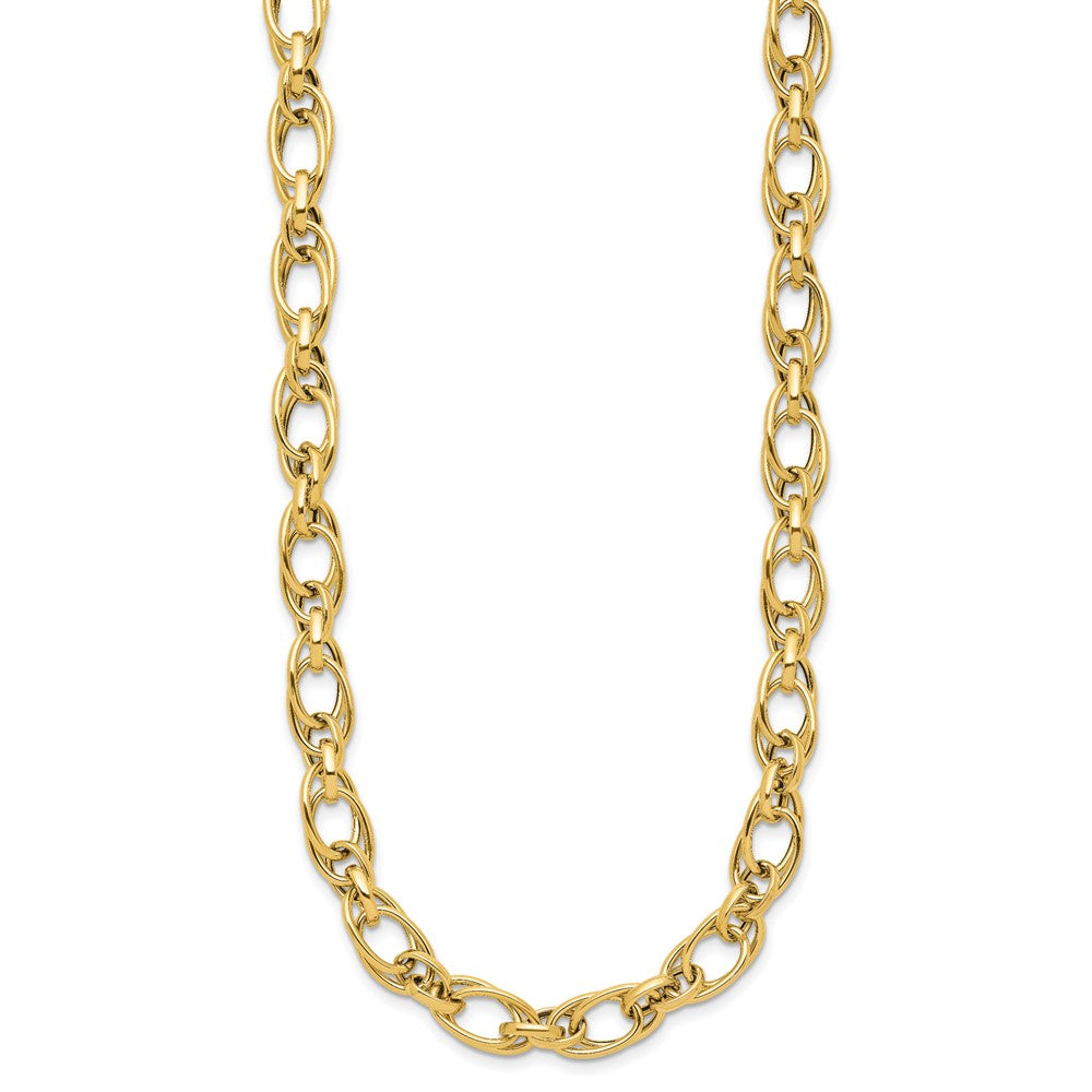 14K Polished Fancy Oval Link Necklace