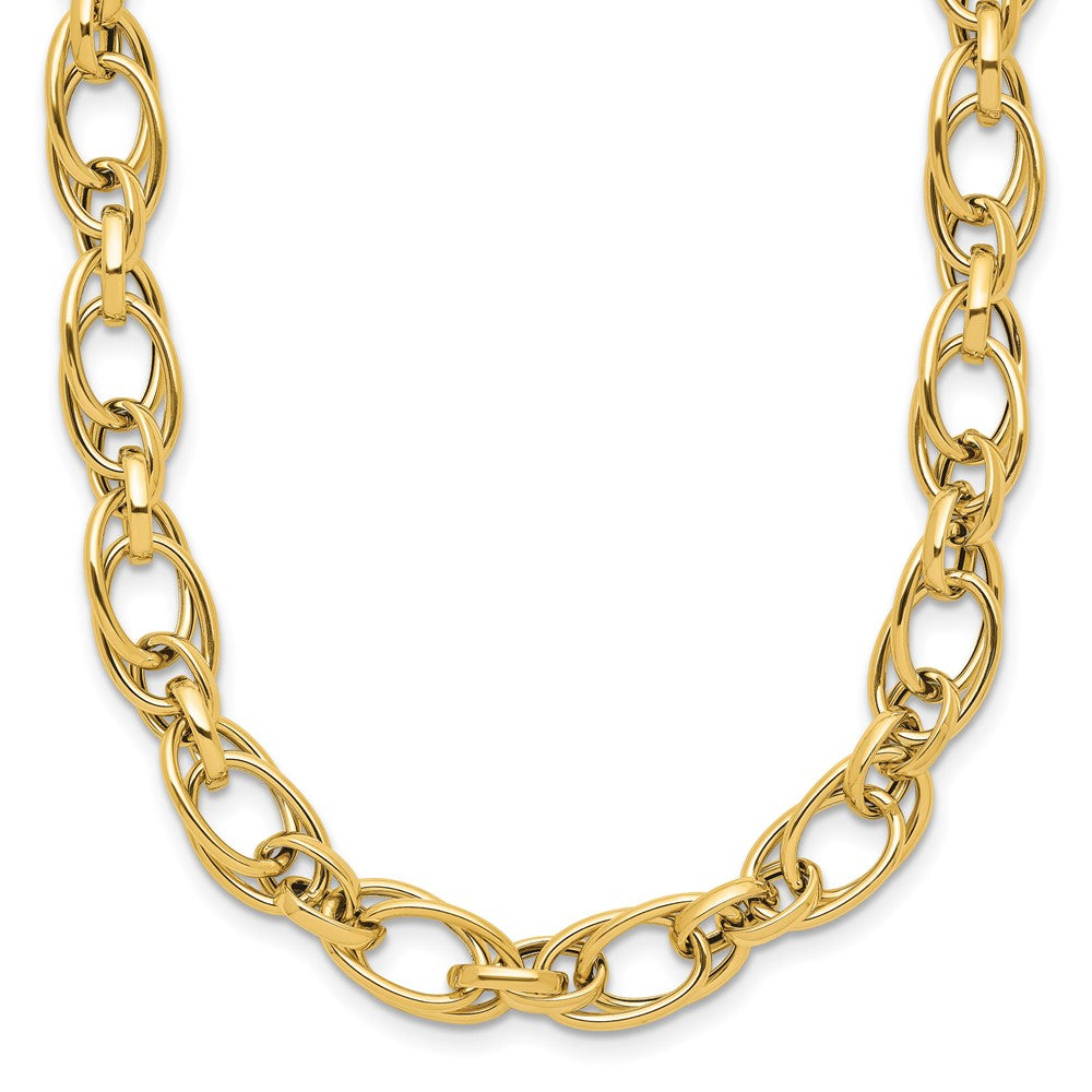 14K Polished Fancy Oval Link Necklace