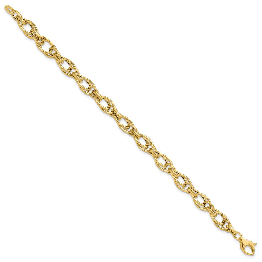 14K Polished Fancy Oval Link Bracelet