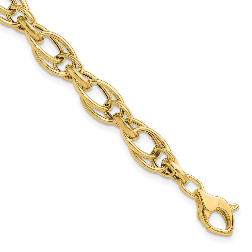 14K Polished Fancy Oval Link Bracelet