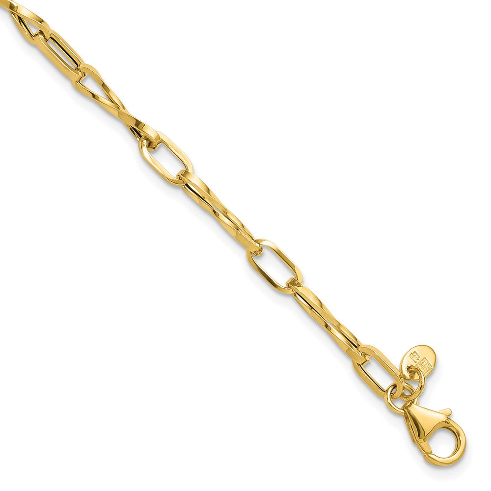 14K Polished Fancy Twisted Link Bracelet