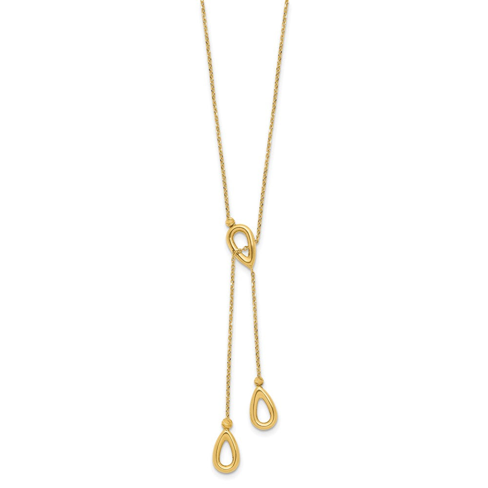 14k Polished Teardrop with ext Necklace