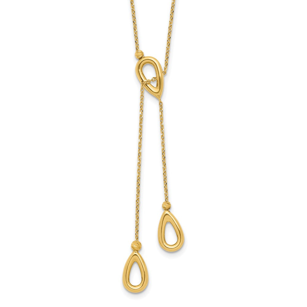 14k Polished Teardrop with ext Necklace