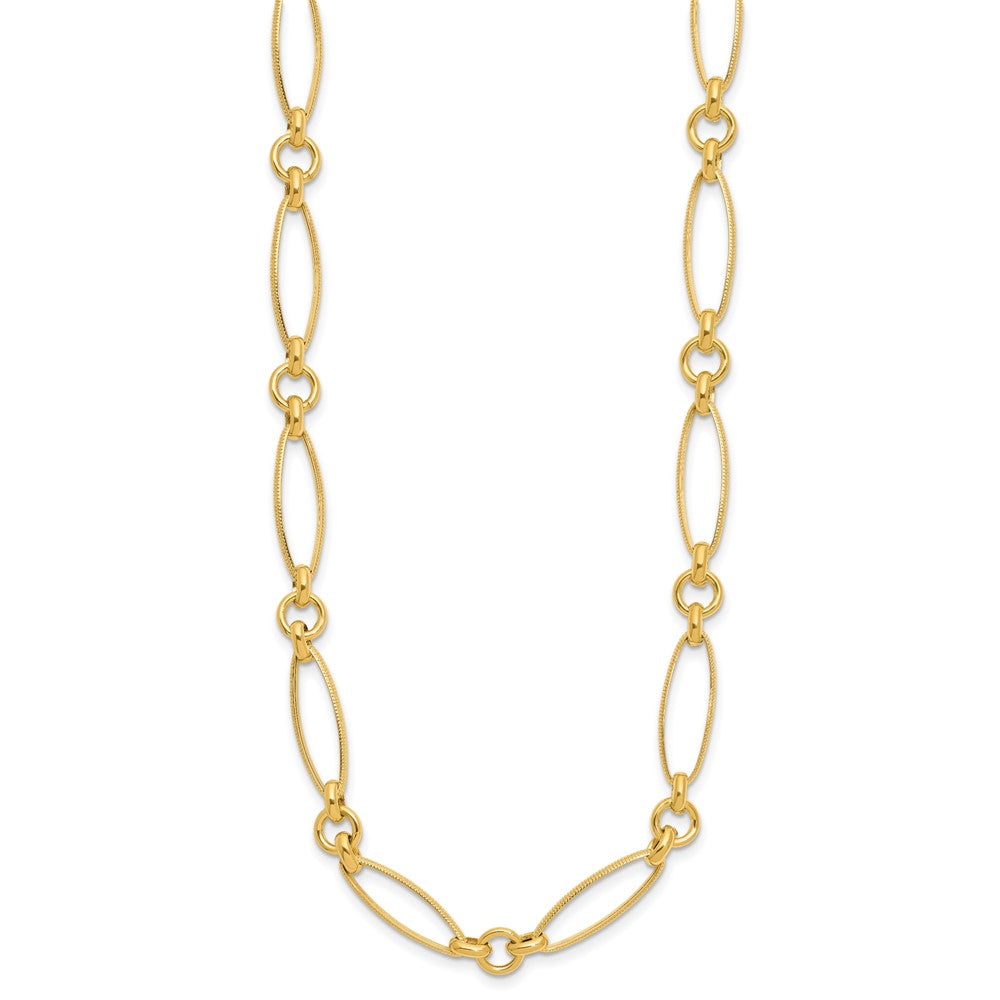 14K Polished/Textured Fancy Link Necklace