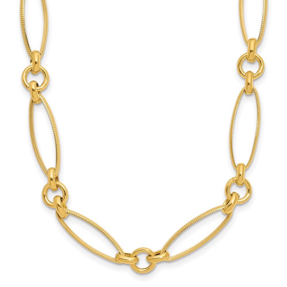 14K Polished/Textured Fancy Link Necklace