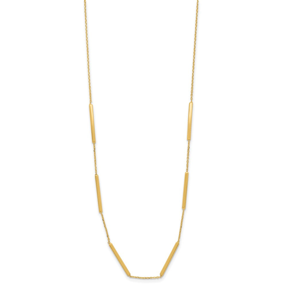 14K Polished 6 Bar Stations with extender Necklace