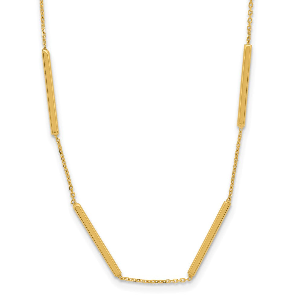 14K Polished 6 Bar Stations with extender Necklace