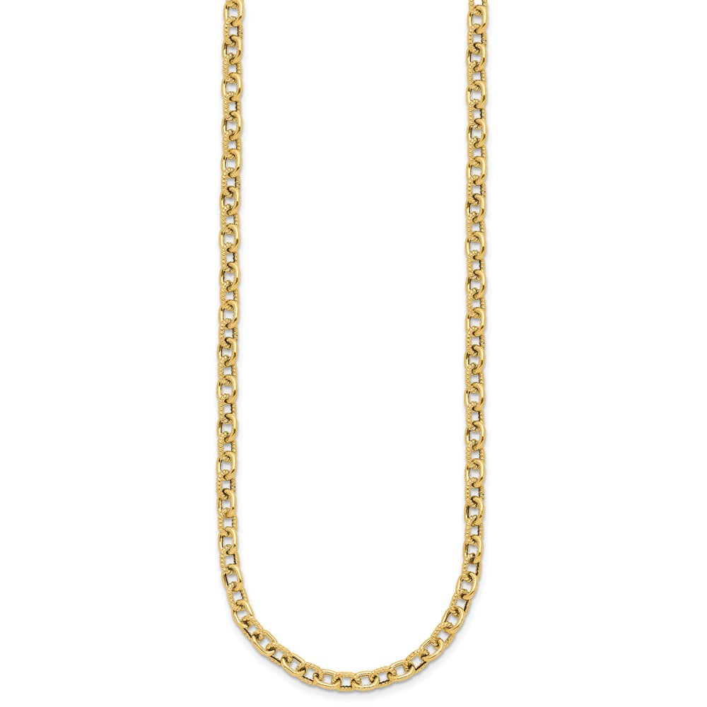 14K Polished and Textured Link Necklace