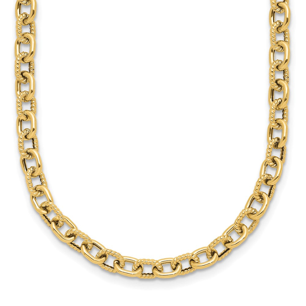 14K Polished and Textured Link Necklace