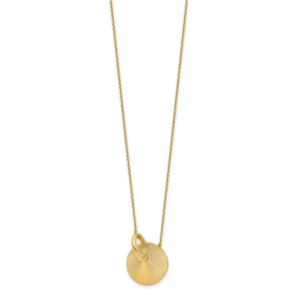 14K Polished and Textured Circle with extender Necklace