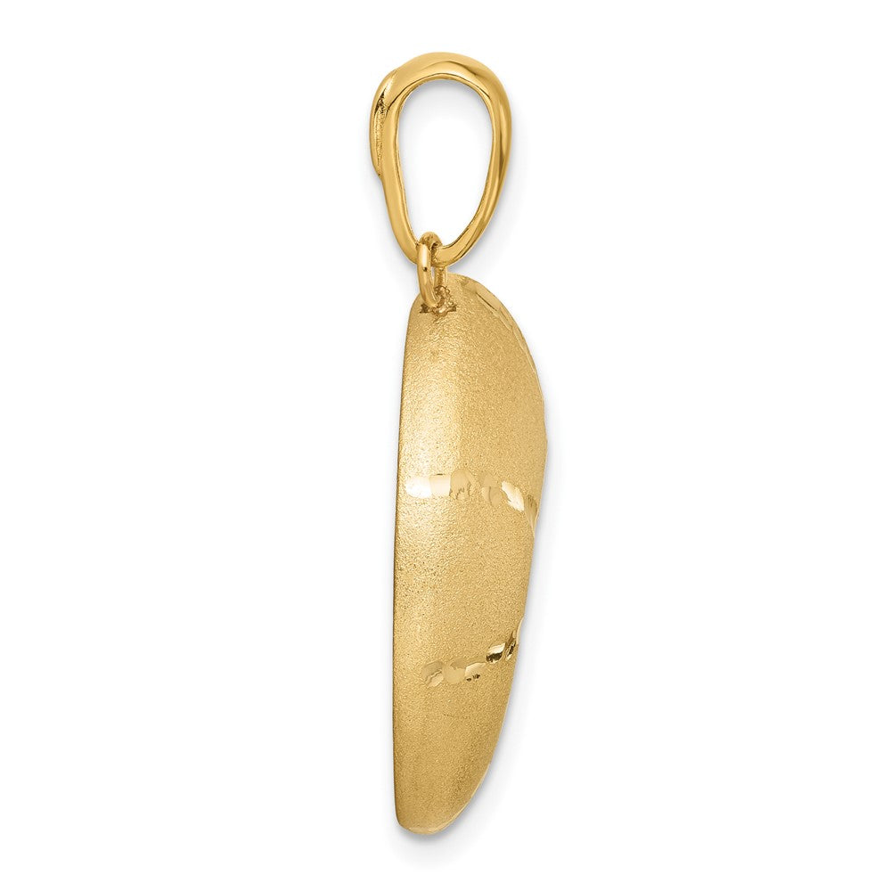 14k Satin and Diamond-cut Nautilus Shell Pendant