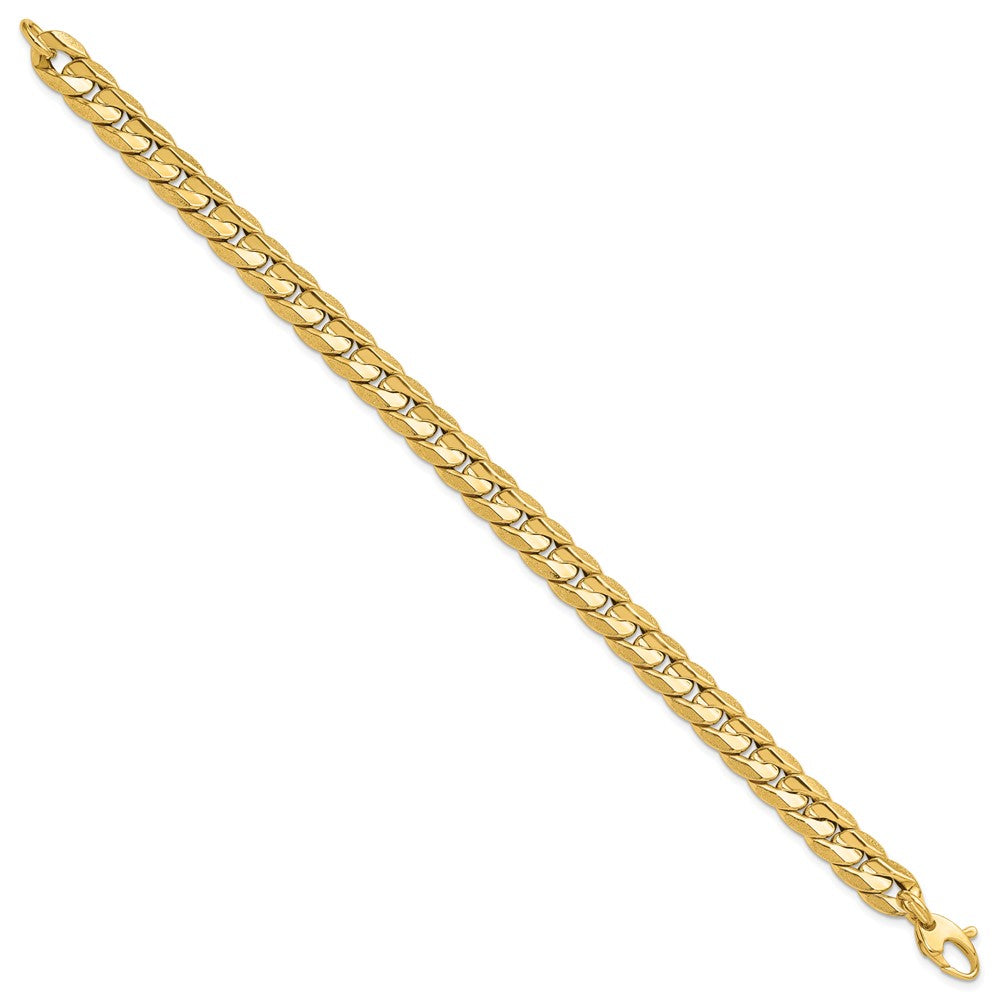 14K Polished and Textured Fancy Curb Men's Bracelet