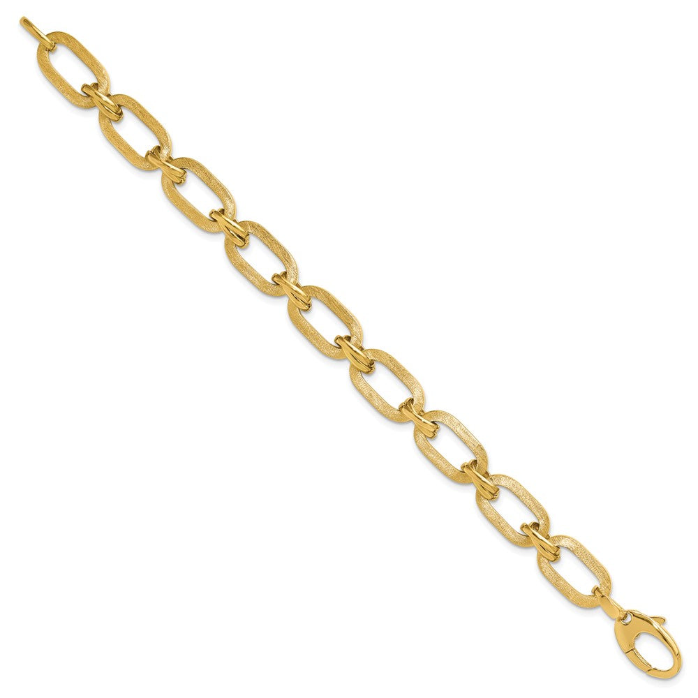 14K Polished and Satin Fancy Link Bracelet