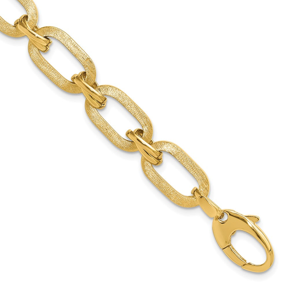 14K Polished and Satin Fancy Link Bracelet