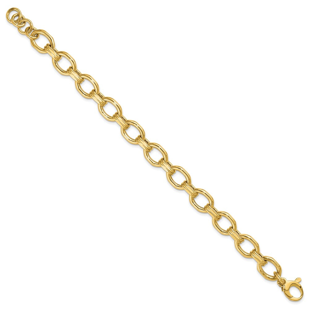 14K Polished Fancy Link w/ ext. Bracelet