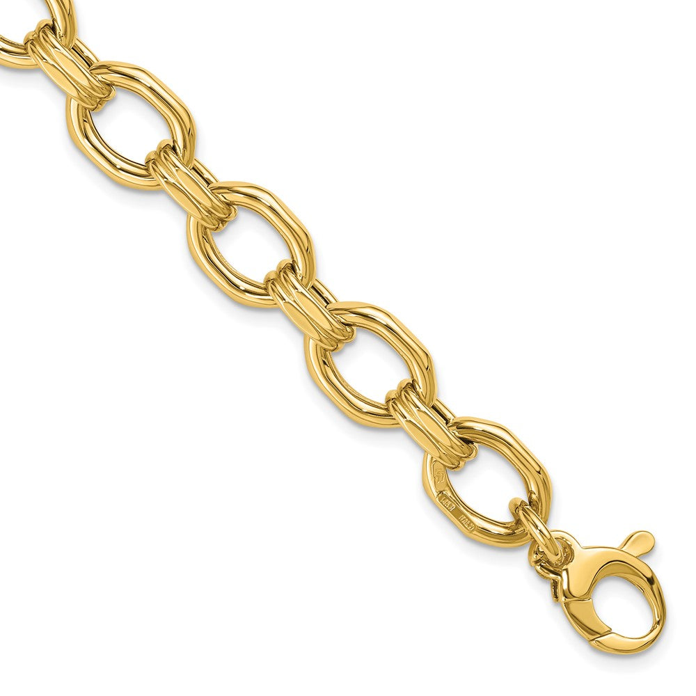 14K Polished Fancy Link w/1in ext. Bracelet