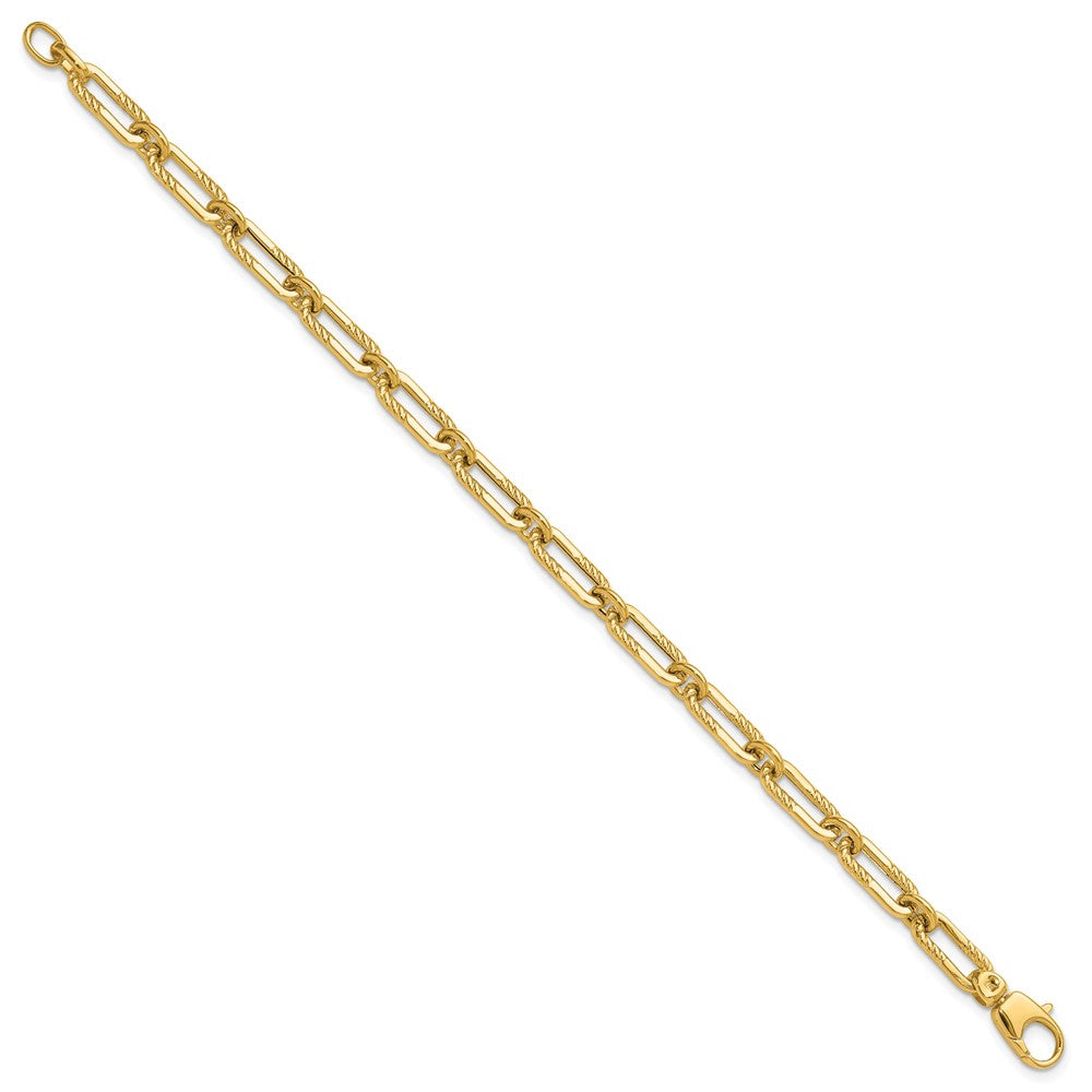 14K Polished Fancy Oval Paperclip Link Bracelet