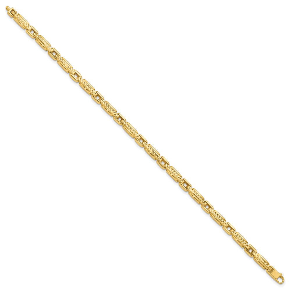 14K Polished and Diamond-cut Fancy Link Reversible Bracelet