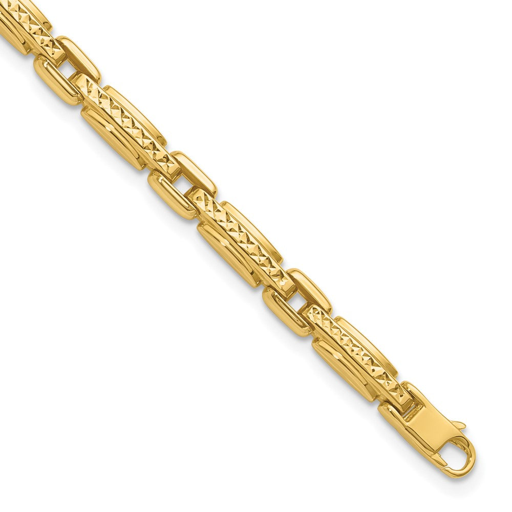 14K Polished and Diamond-cut Fancy Link Reversible Bracelet