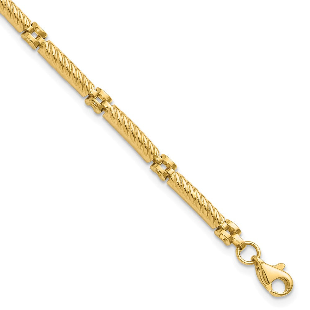 14K Polished and Textured Fancy Link Bracelet