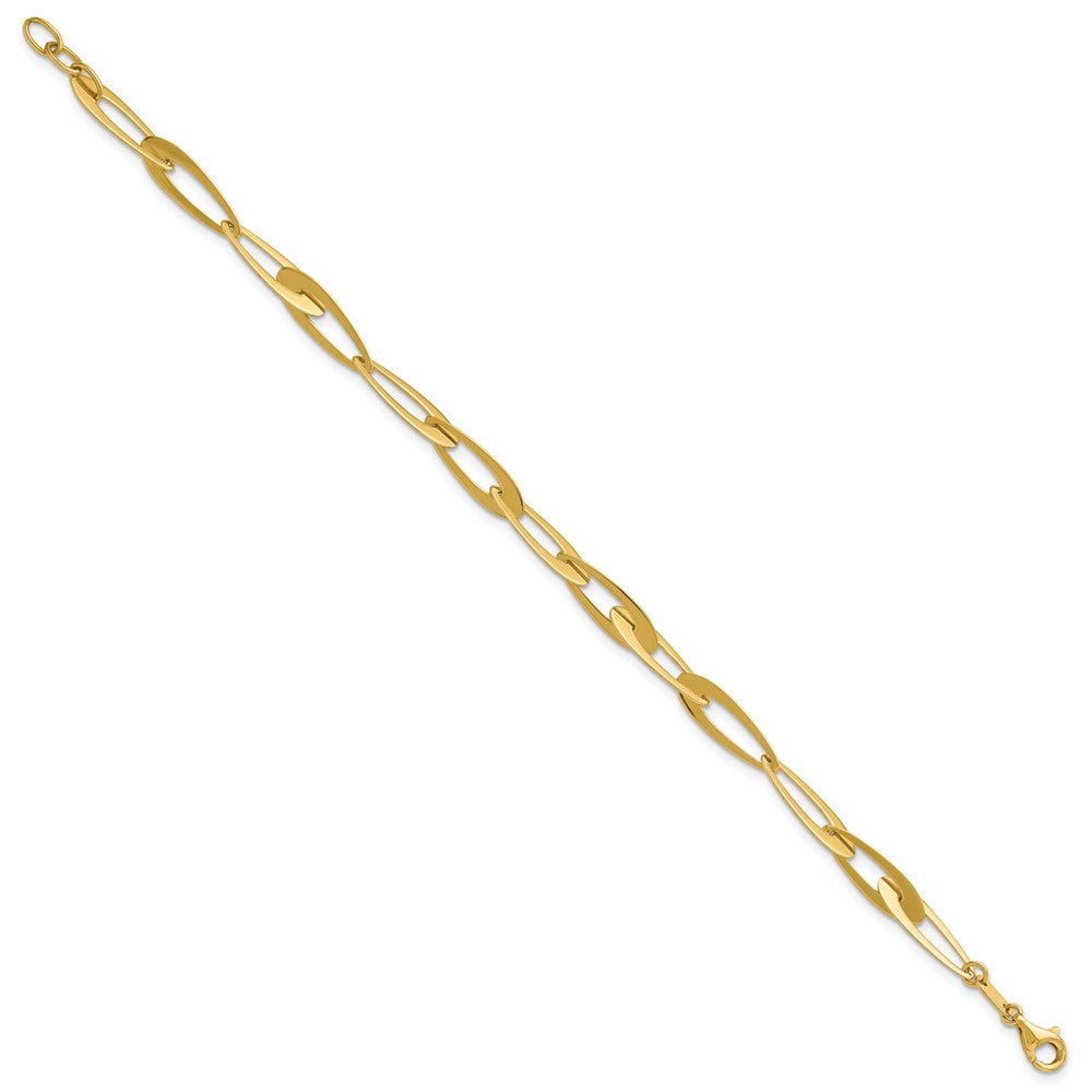 14K Polished Fancy Link w/.25in ext. Bracelet