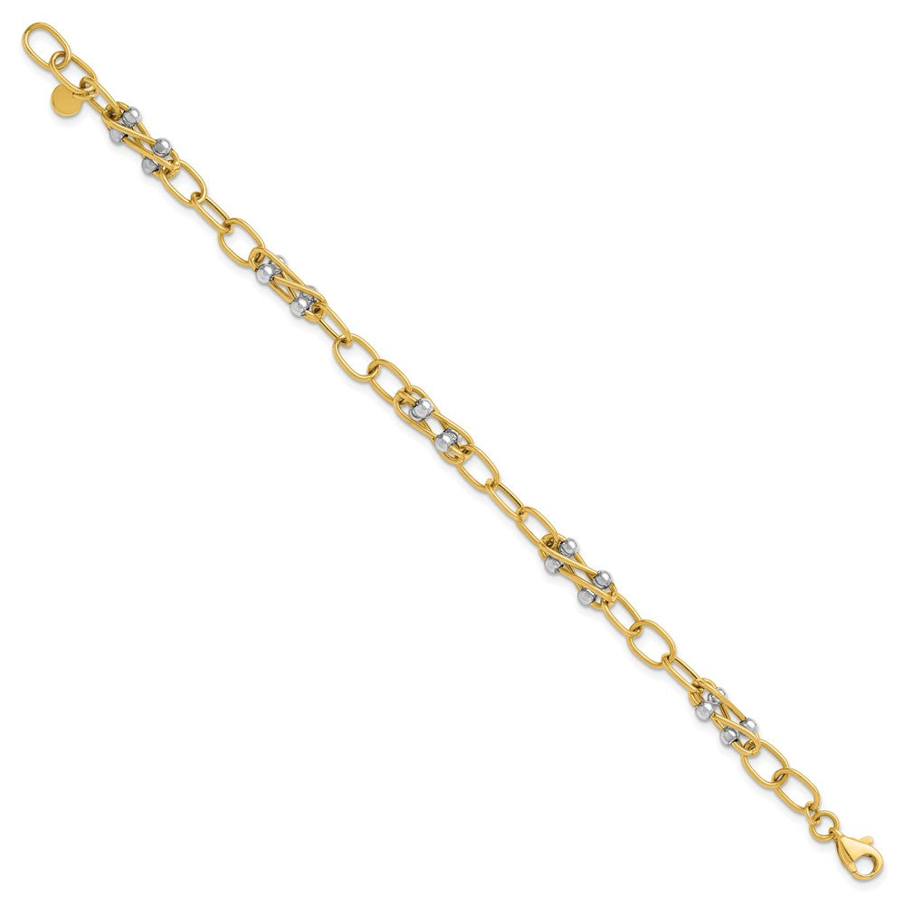 14K Two-tone Polished Fancy Link Bracelet