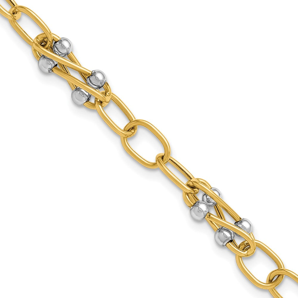 14K Two-tone Polished Fancy Link Bracelet