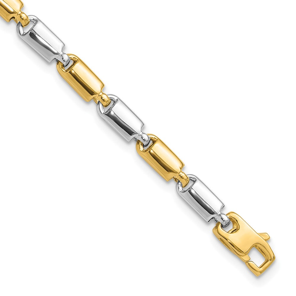 14k Two-tone Polished Fancy Rectangular Link Bracelet