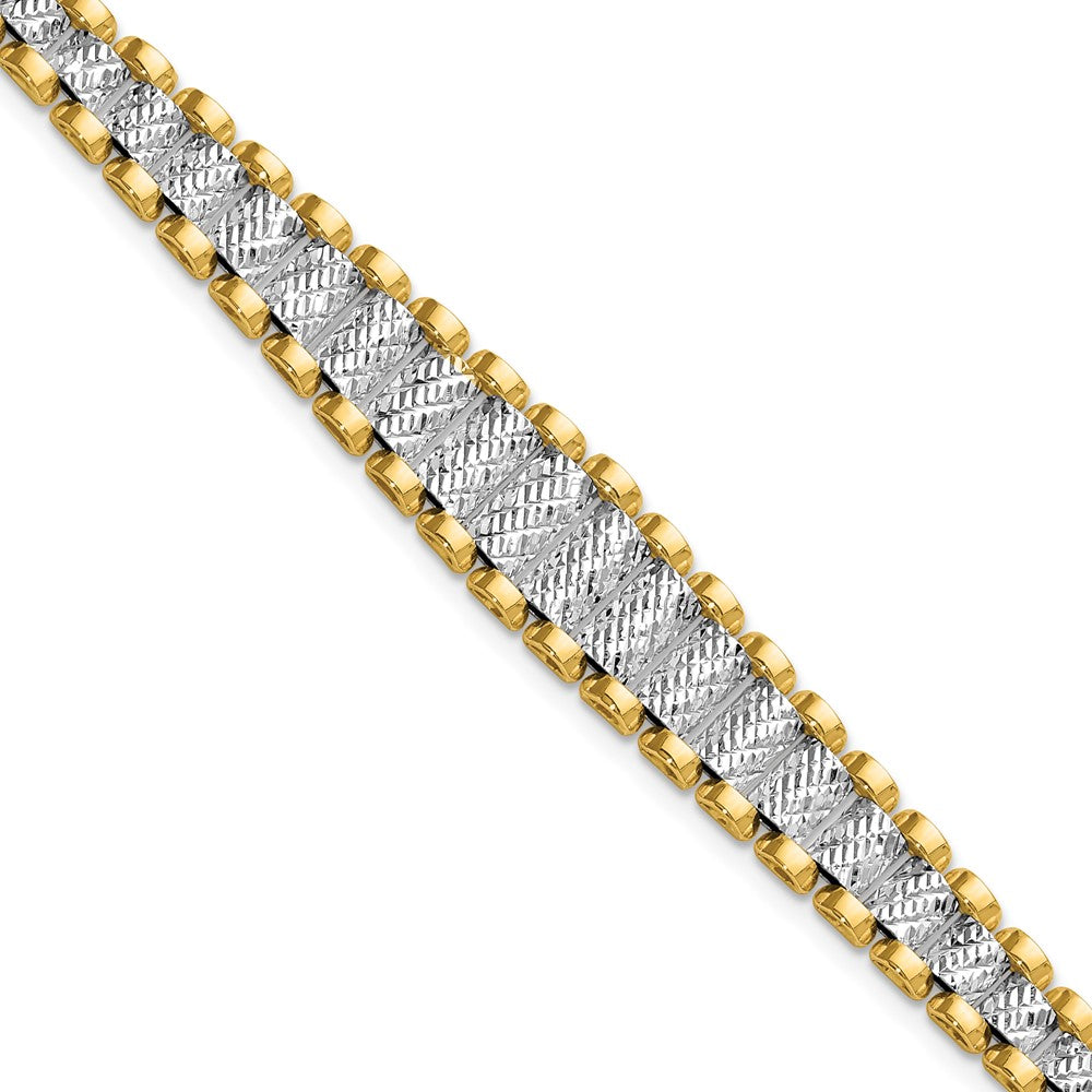 14K Two-tone Polished / Diamond-cut w/.5in ext. Bracelet