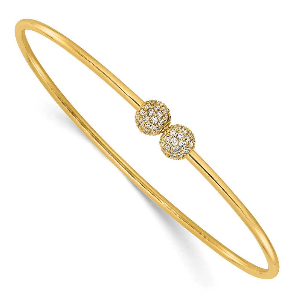 14K Polished CZ Flexible Bangle