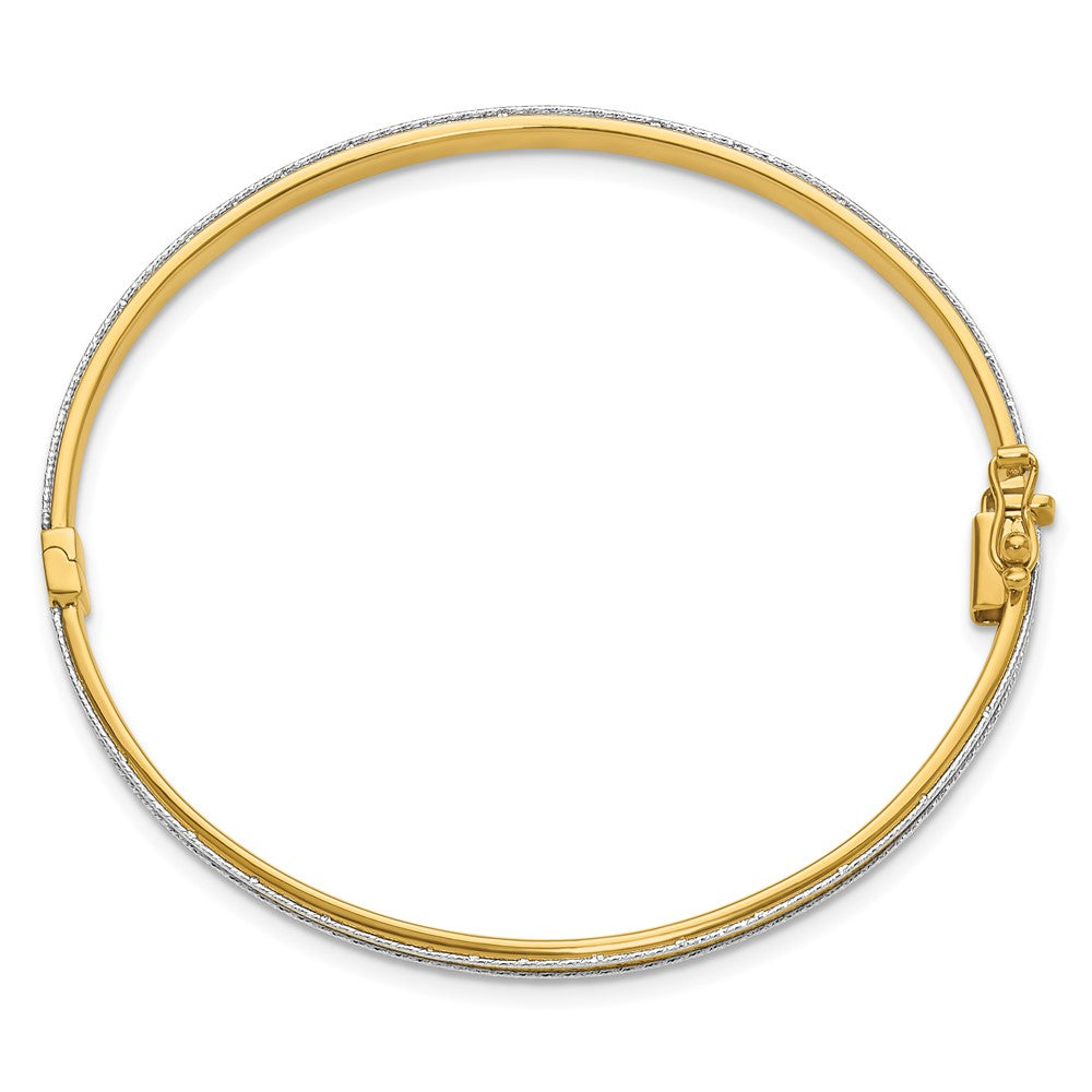 14K Two-tone Polished and D/C Hinged Bangle