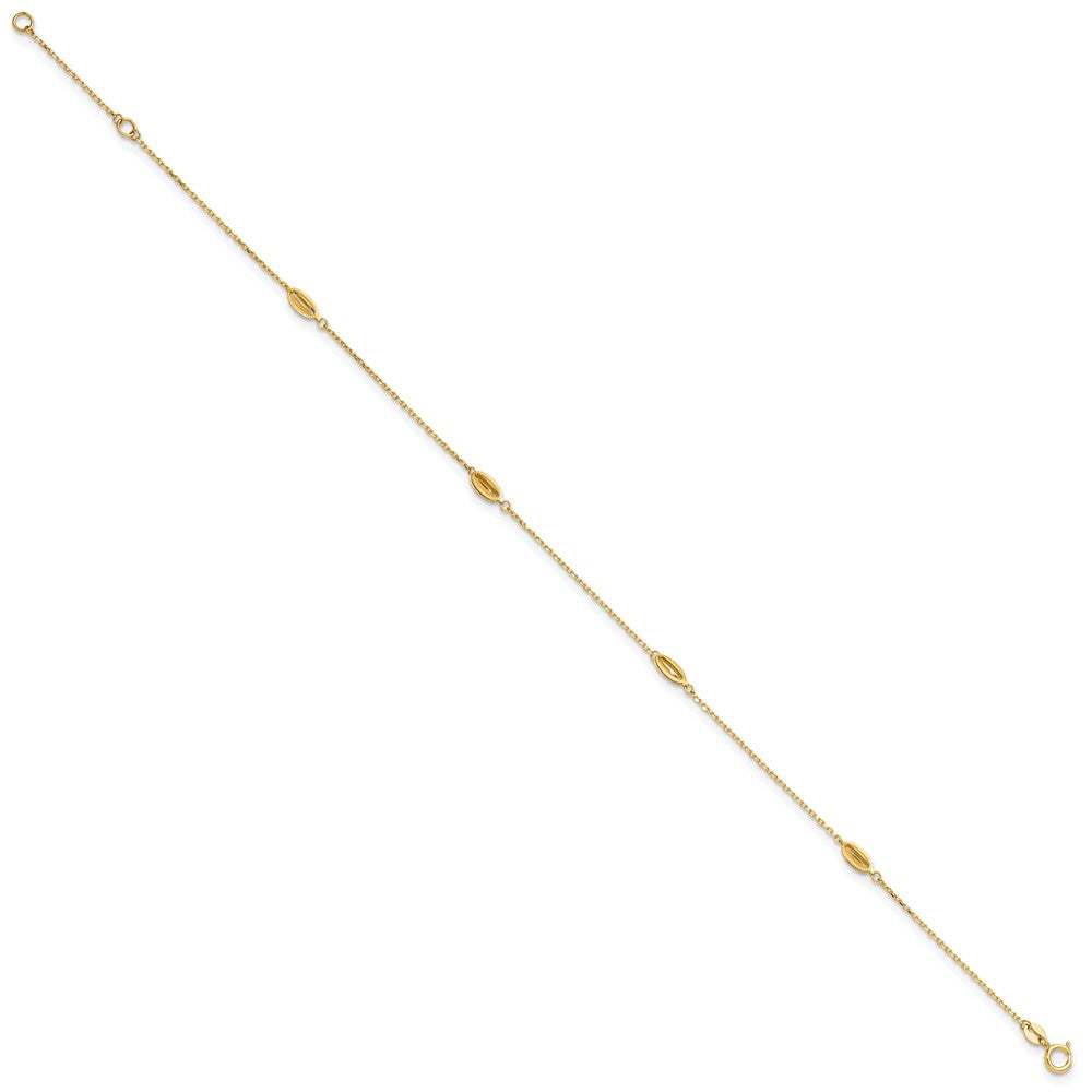 14K Oval Bead 4-Station Plus Extender - Total Anklet