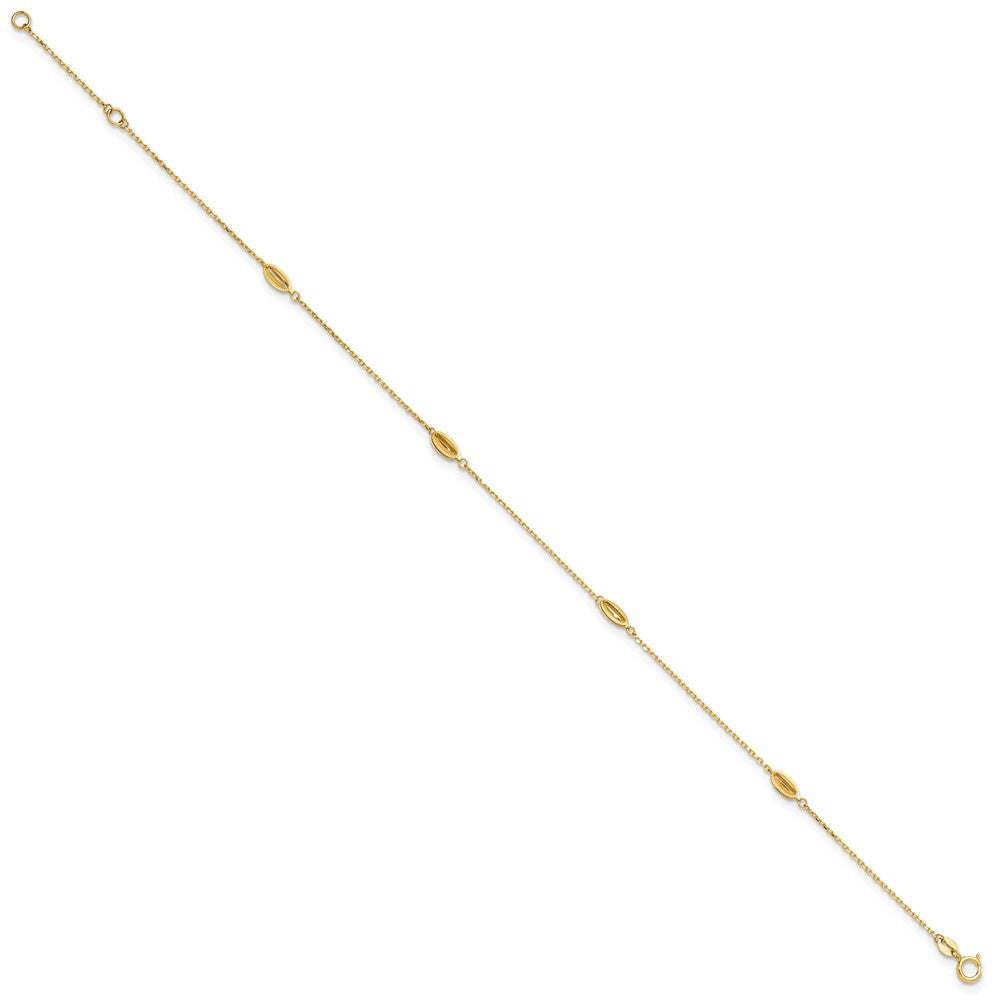 14K Polished and Textured Station Plus ext. Anklet