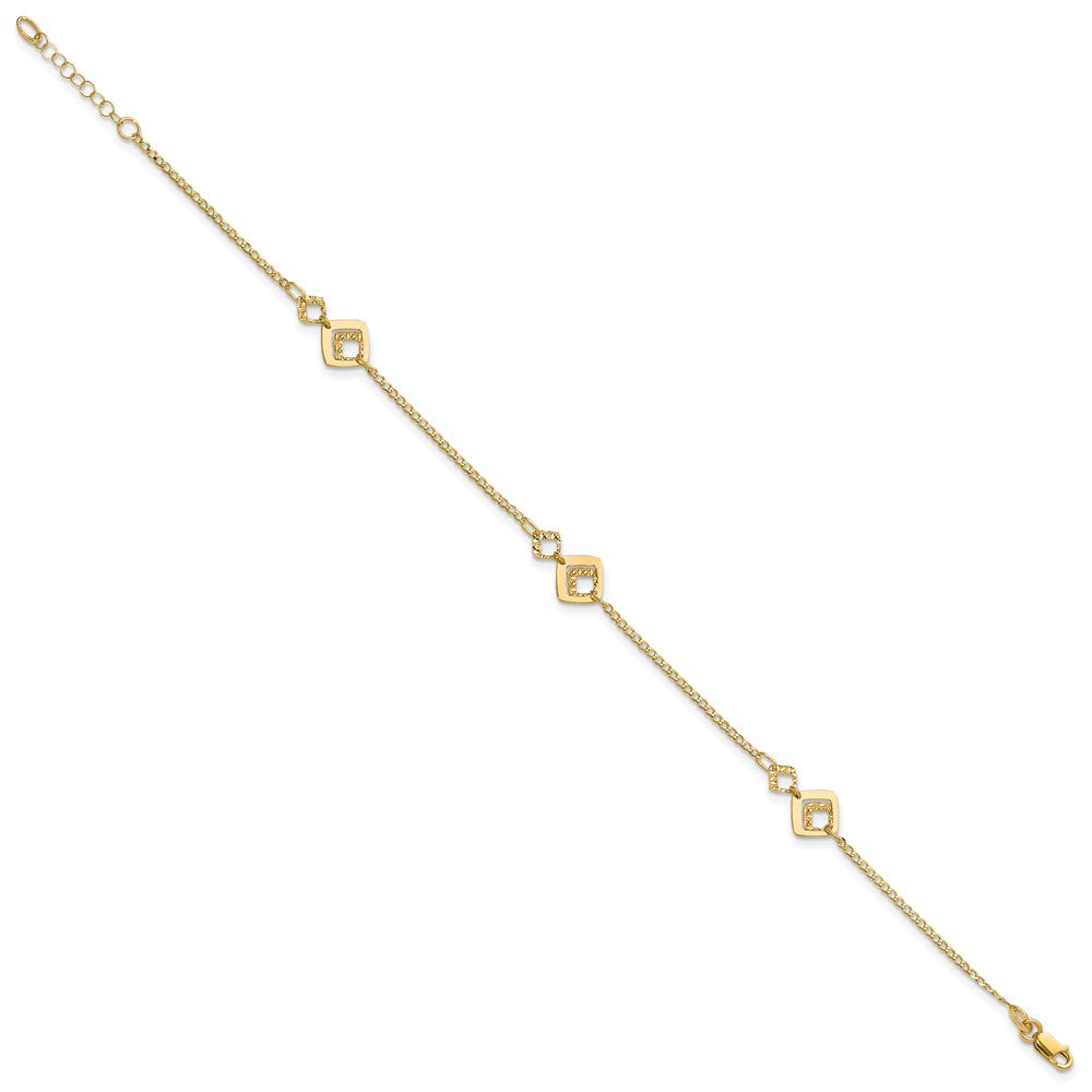 14K Polished and Textured Plus ext. Anklet