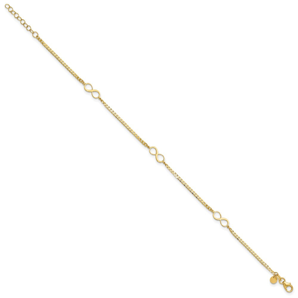 14k Polished Infinity Symbol Plus ext. Anklet