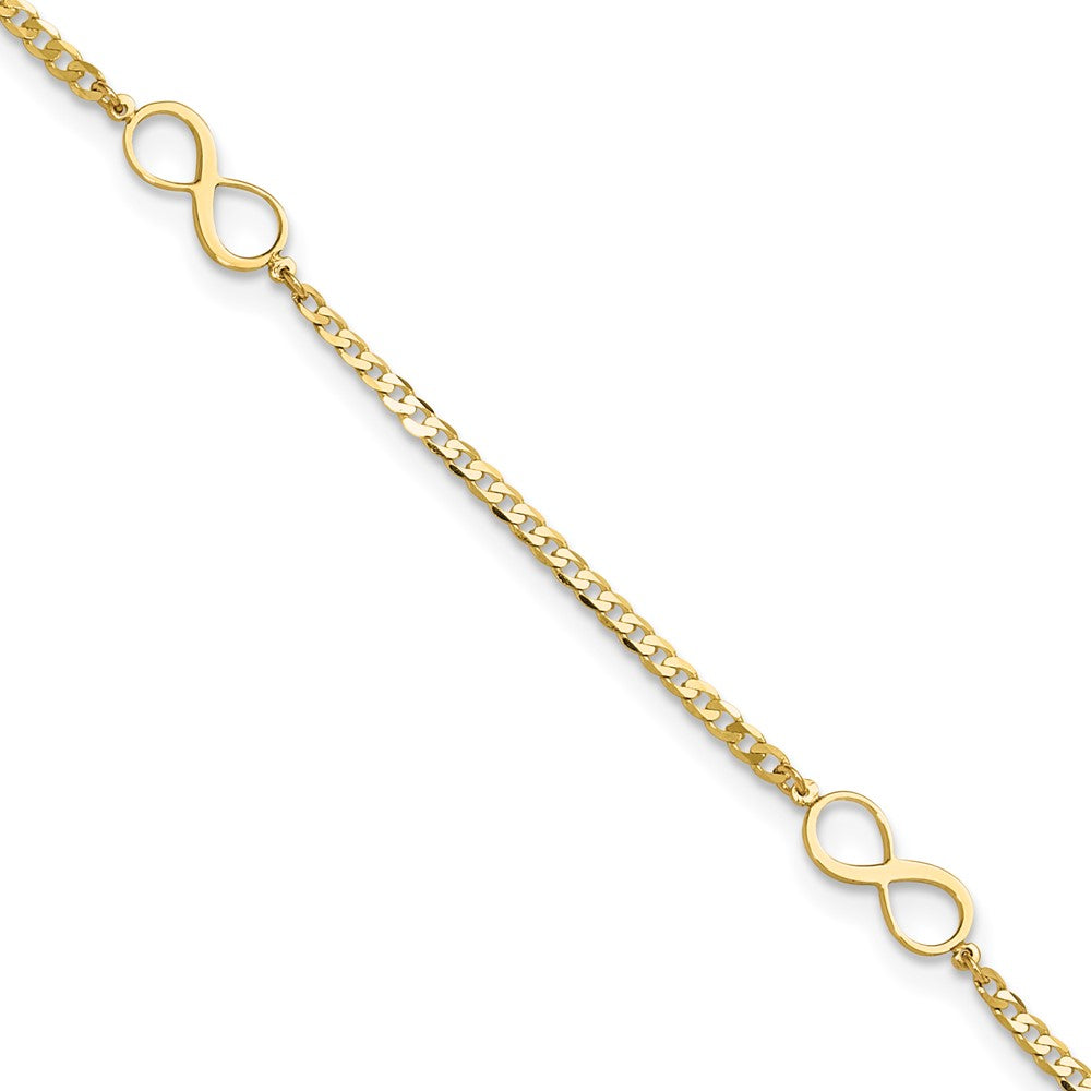 14k Polished Infinity 3-Station Plus Extender - Total Anklet