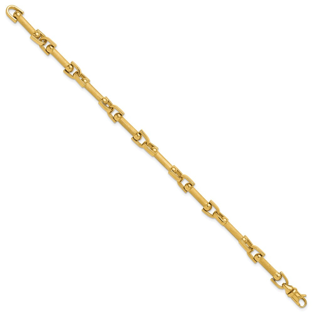 14K Polished and Satin Fancy Link Bracelet