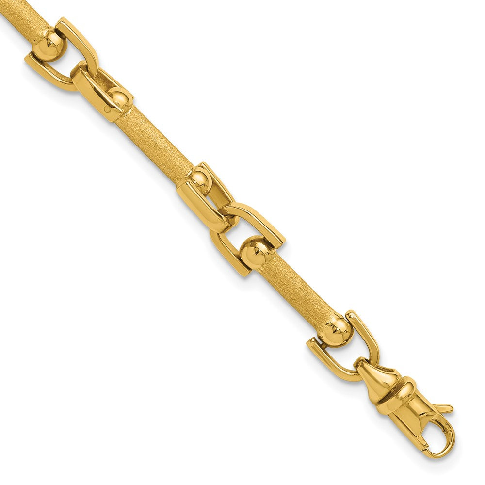 14K Polished and Satin Fancy Link Bracelet